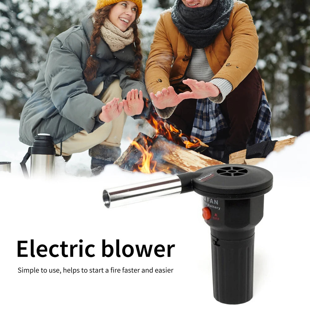 BBQ Electric Fan Air Blower Aluminum Alloy Barbecue Air Blower Handheld Barbecue Grill Fire Bellow Grill Tool for Picnic Camping