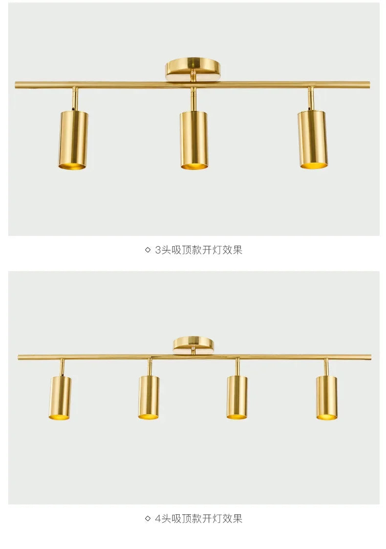 Lighting for Living Room Modern Simple Led Spotlight Gold Track Spotlight Brass Cloakroom  Room Background Wall Ceiling Light