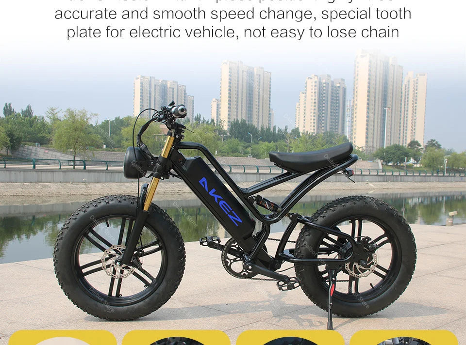 20 Inch Mountain electric bicycle For Mens Fat Tire Aluminium Alloy eBike 750W 48V Beach Snow eBikes For Adults Max Speed 45