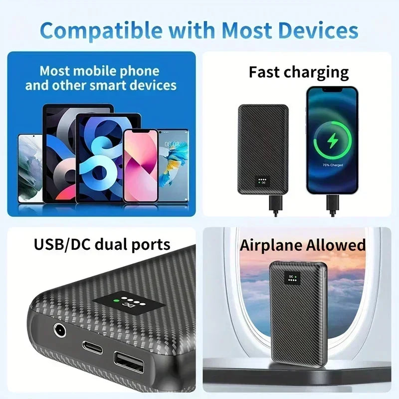 PowerBank 7.4V DC 30000/40000mAh Battery Bank Portable Mobile Power Supply for Heating Jacket Gloves Electric Heating Equipment