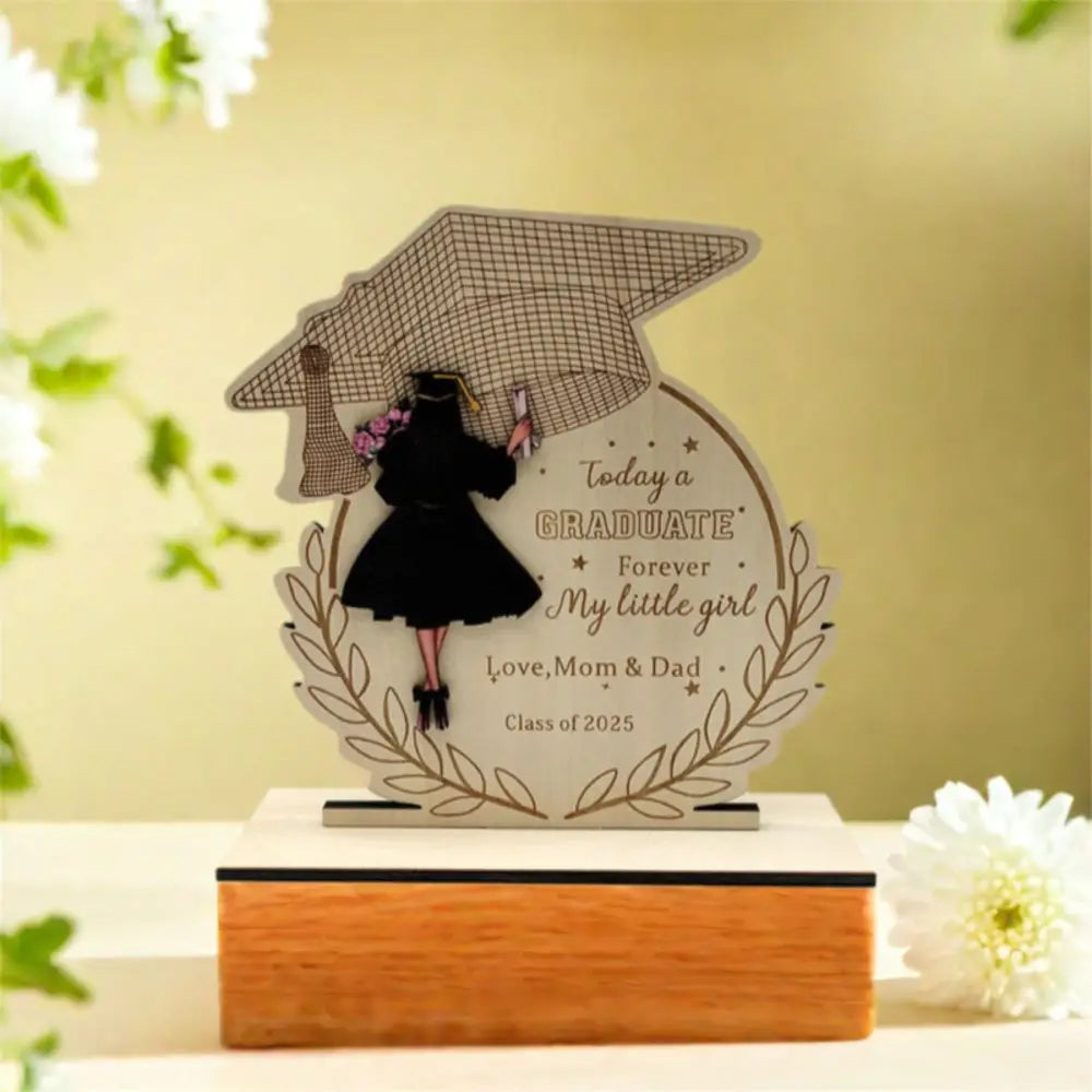 Desktop Decor Wooden Graduation Ornament Rustic Durable Home Decoration Ornament Handmade Creative Graduation Gift Festival
