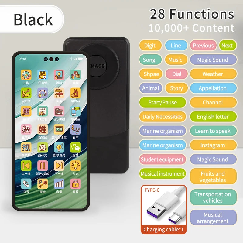 Kids Fun Learning Play Phone Baby Simulation Phone Musical Early Educational Toys English Learning Cellphone Model Toy Gifts