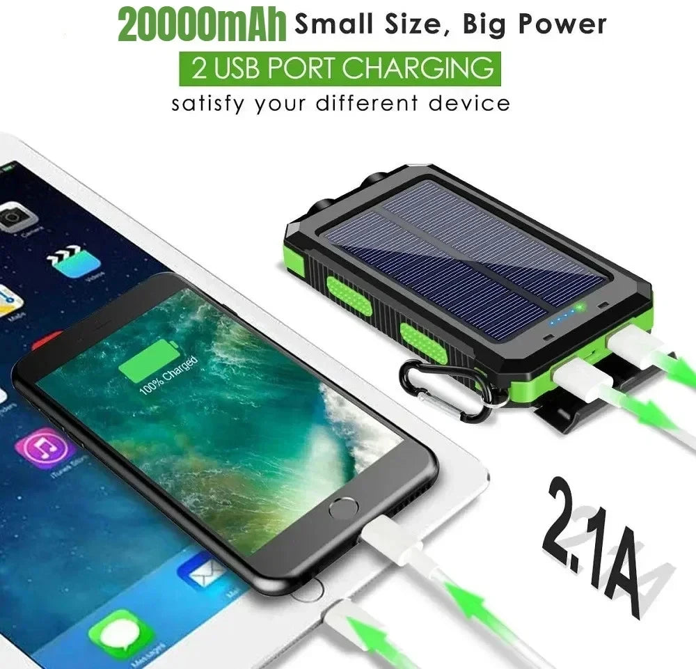 Solar Power Bank 30000mAh Portable Charging Poverbank External Battery Charger Strong Light LDE Light for huawei iphone xiaomi