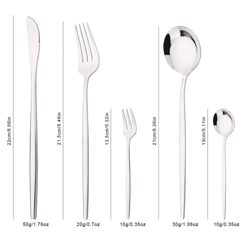 ABKW-Kitchen Tableware Silverware 20Pcs Silver Dinnerware Set Stainless Steel Dinner Cutlery Set Steak Knife Fruit Fork Spoon