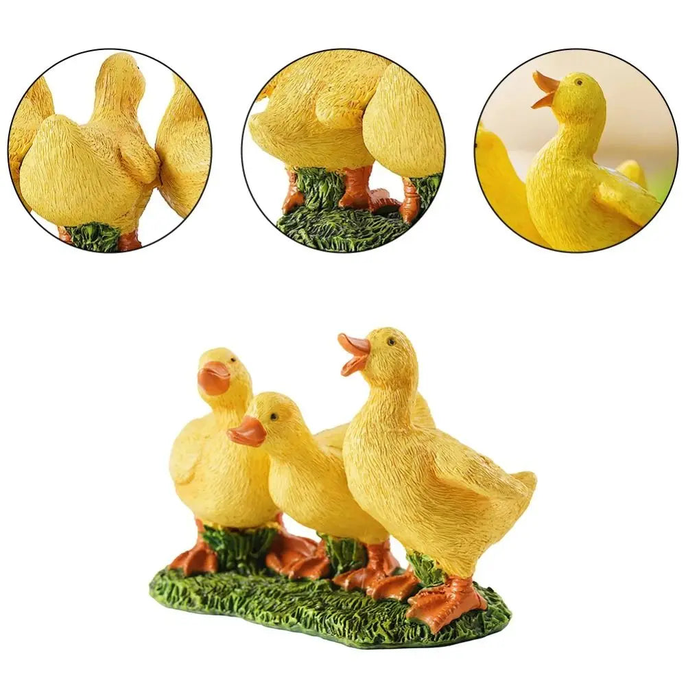 Garden Decor Resin Three Ducks Statue Cartoon Decorative Ducks Sculpture Cute Desktop Ornament Living Room
