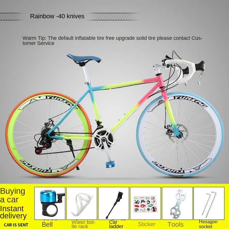 Bicycle Free Shiping Aro 29 Road Bike Bicicleta Uomo Bmx Bikes Road Bike V Brake/Disc Brake Spring Fork (Low Gear Non-damping)