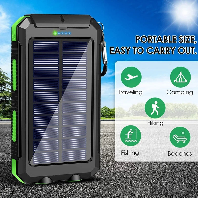 Solar Power Bank 30000mAh Portable Charging Poverbank External Battery Charger Strong Light LDE Light for huawei iphone xiaomi