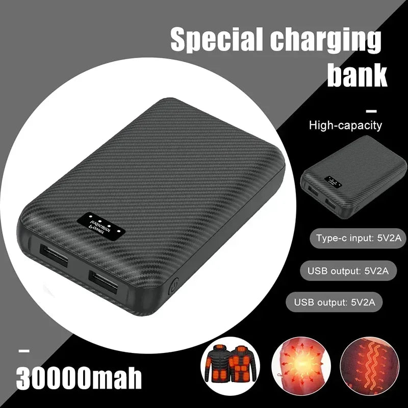 PowerBank 7.4V DC 30000/40000mAh Battery Bank Portable Mobile Power Supply for Heating Jacket Gloves Electric Heating Equipment