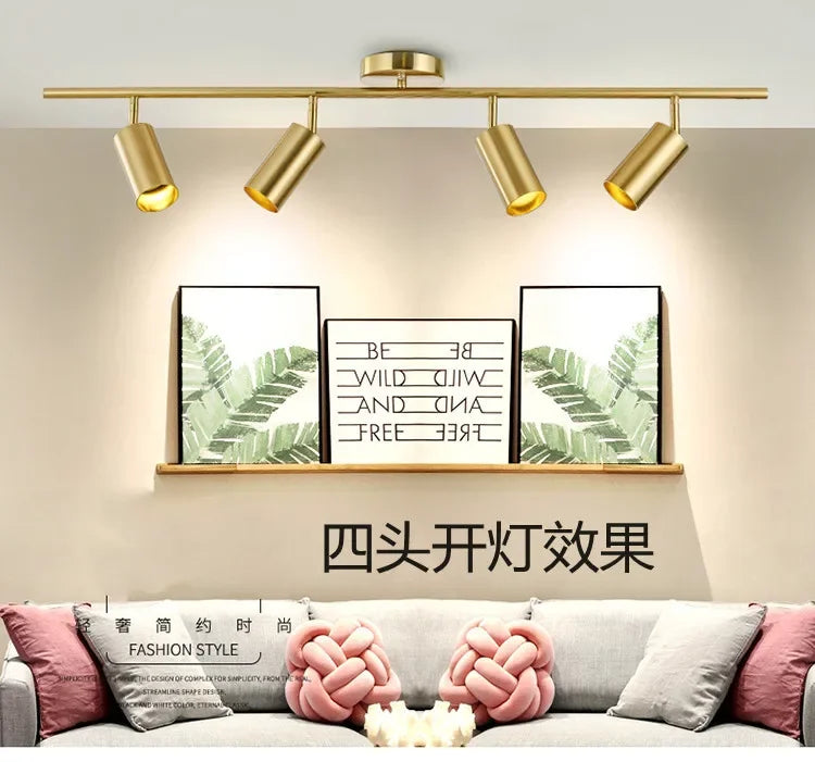 Lighting for Living Room Modern Simple Led Spotlight Gold Track Spotlight Brass Cloakroom  Room Background Wall Ceiling Light