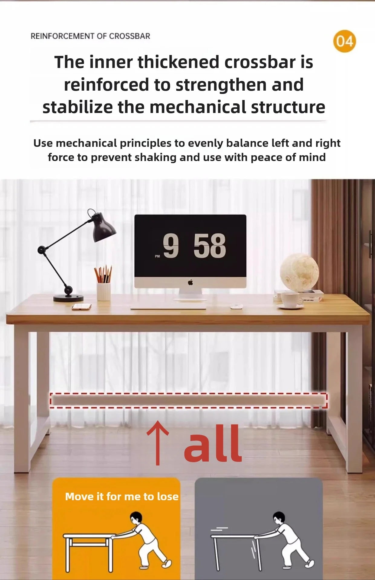 Solid Wood Computer Desktop Desk for Home Use, Simple Writing Desk for Students, Workbench, Long Strip,rental House, Small Table
