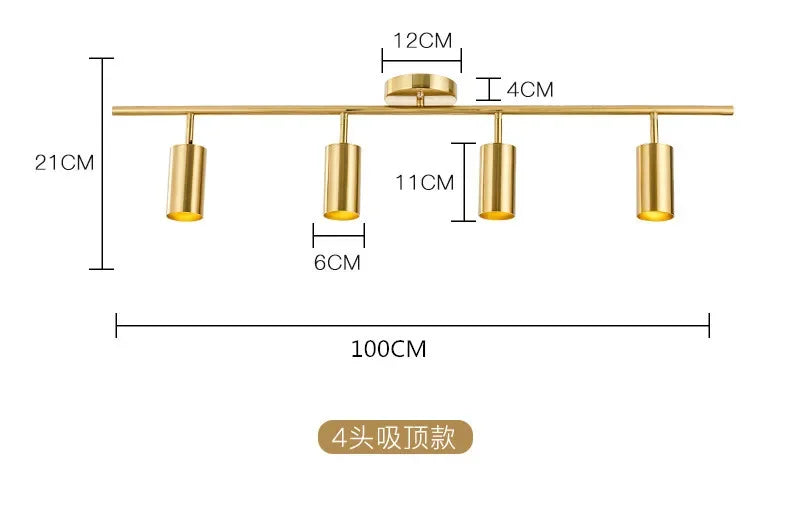 Lighting for Living Room Modern Simple Led Spotlight Gold Track Spotlight Brass Cloakroom  Room Background Wall Ceiling Light