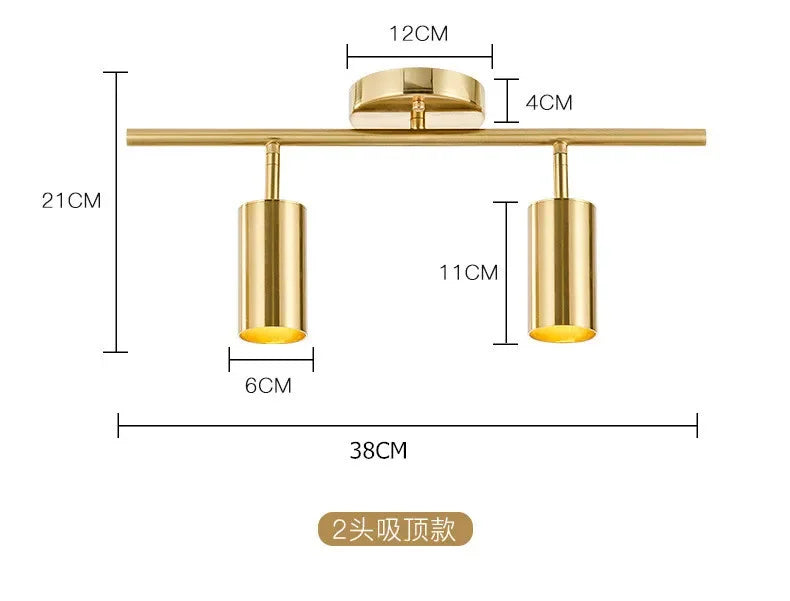 Lighting for Living Room Modern Simple Led Spotlight Gold Track Spotlight Brass Cloakroom  Room Background Wall Ceiling Light