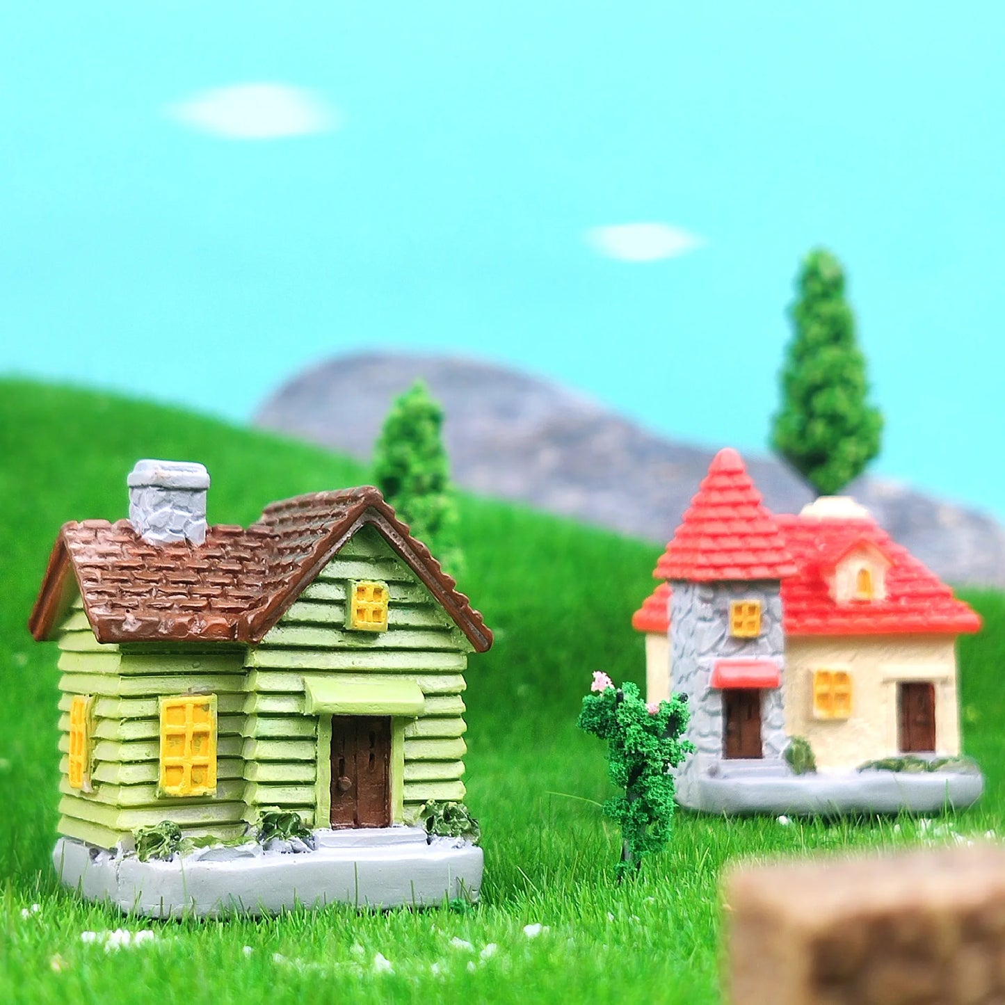Decor Resin Ornament Miniature Fairy Garden House Villa Miniature Landscape Bonsai Decor Outdoor DIY Dolls House Decoration