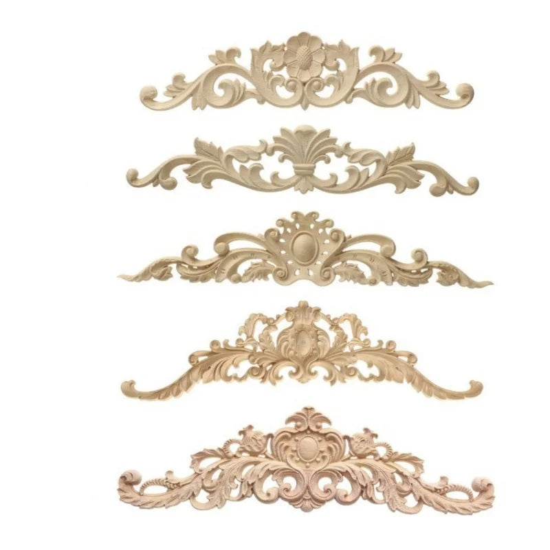 Decorative Wood Appliques and Onlays Natural Furniture Wall Door Wood Carving DIY Corner Frame Wood Craft Cabinet Wardrobe Decor