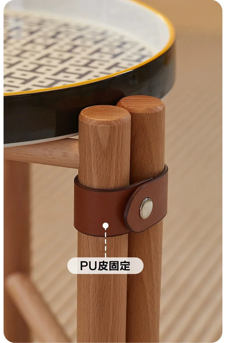 For Coffee Table, Living Room Sofa Side Table, Ceramic Tray, Solid Wood Tea Table, Creative Storage Desk, Nordic Furniture