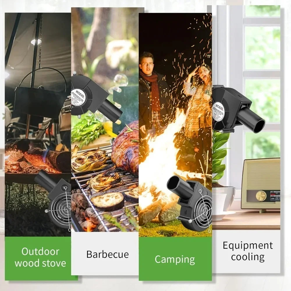 BBQ Blower 220V with Air Collection Adjustable Speed Cooking Tool for Outdoor BBQ Grill Camping Cooking Charcoal Starter