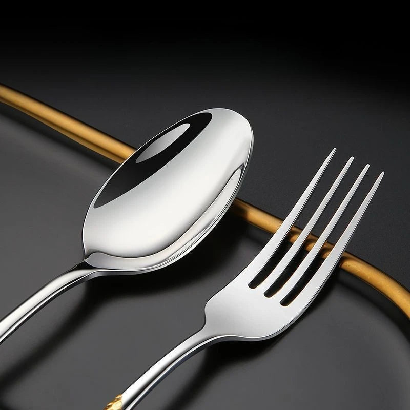 Kitchen Tableware Cutlery Set  Cutlery Set Stainless Steel Luxury Dinnerware Fork Spoon Knife Western Dinner Set Gold
