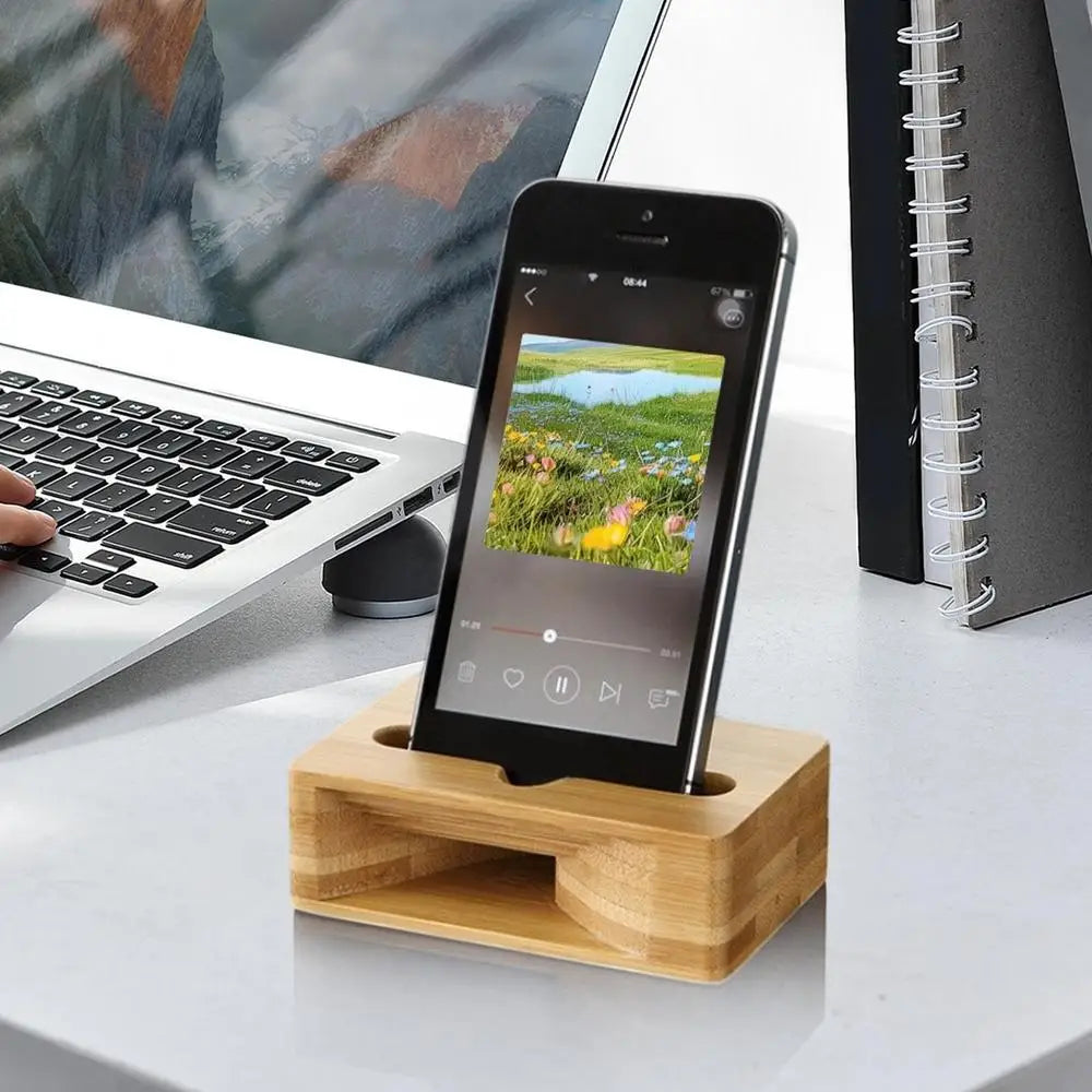 Wood Phones Mobile Phone Sound Amplifier Stand Wooden Phones with Sound Amplifier Phone Holder Desk Support