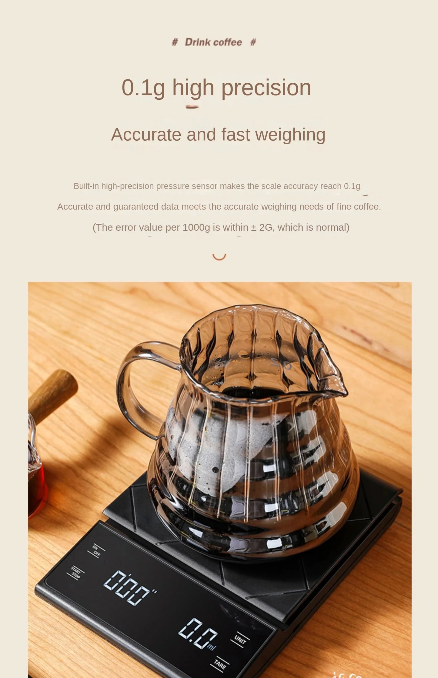 Electronic scales household small weighing 3kg/0.1g multifunctional kitchen scales coffee scales portable high-precision scales