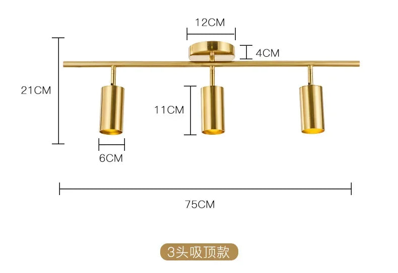 Lighting for Living Room Modern Simple Led Spotlight Gold Track Spotlight Brass Cloakroom  Room Background Wall Ceiling Light
