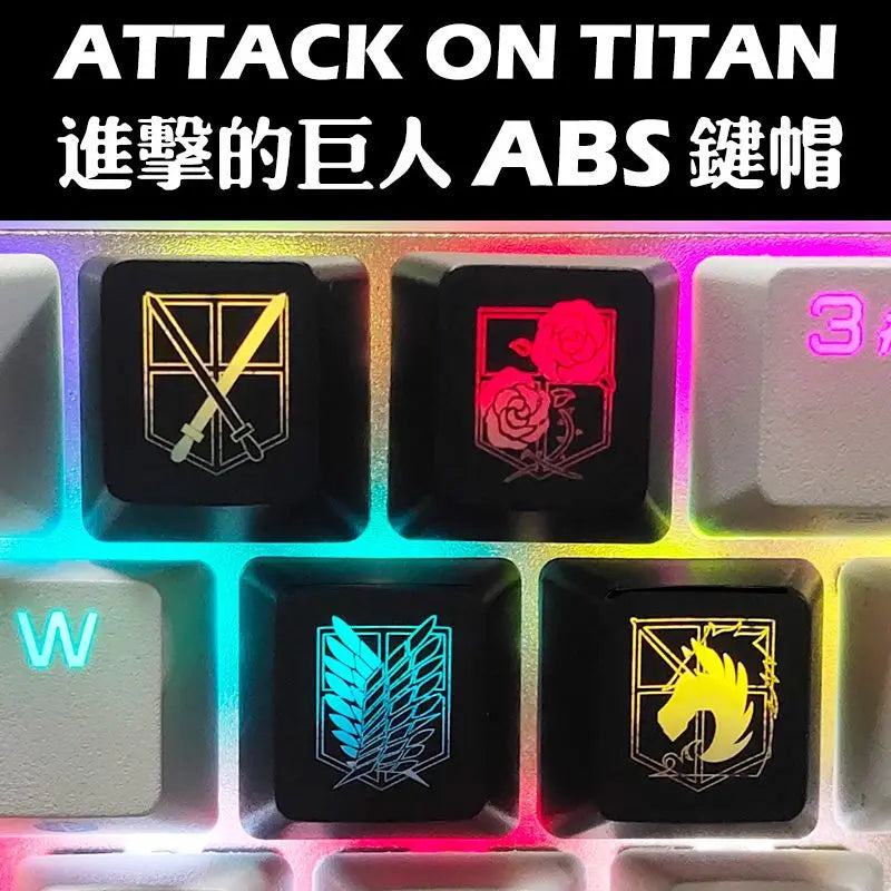 Cartoon anime peripheral Attack On Titan black translucent light keycap mechanical keyboard replacement key ABS material