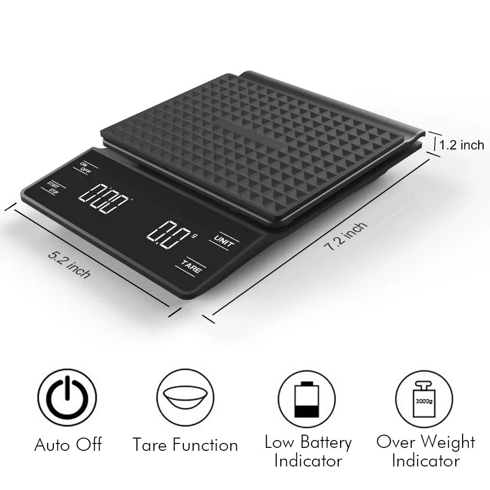 Electronic scales household small weighing 3kg/0.1g multifunctional kitchen scales coffee scales portable high-precision scales