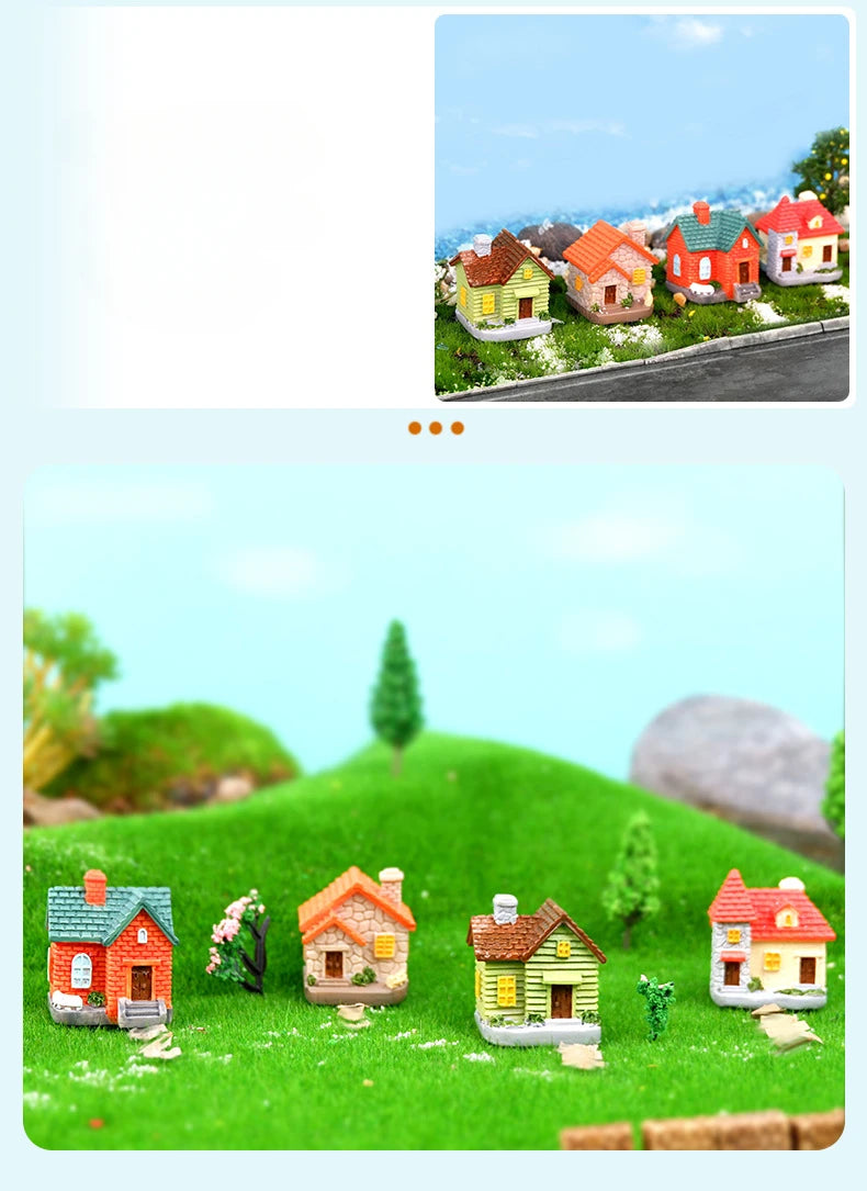 Decor Resin Ornament Miniature Fairy Garden House Villa Miniature Landscape Bonsai Decor Outdoor DIY Dolls House Decoration
