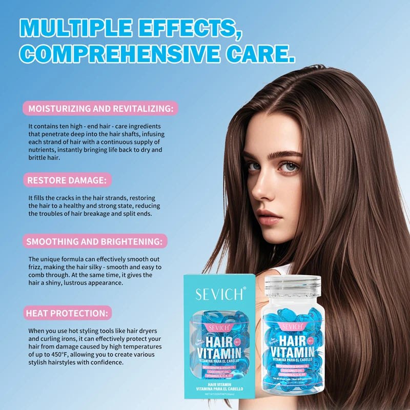 Hair Care Capsules Repairing Keratin Complex Serum Oil Frizzy Hair Moisturizing Hair Oil Smoothing Nourishing Hair Care Essence