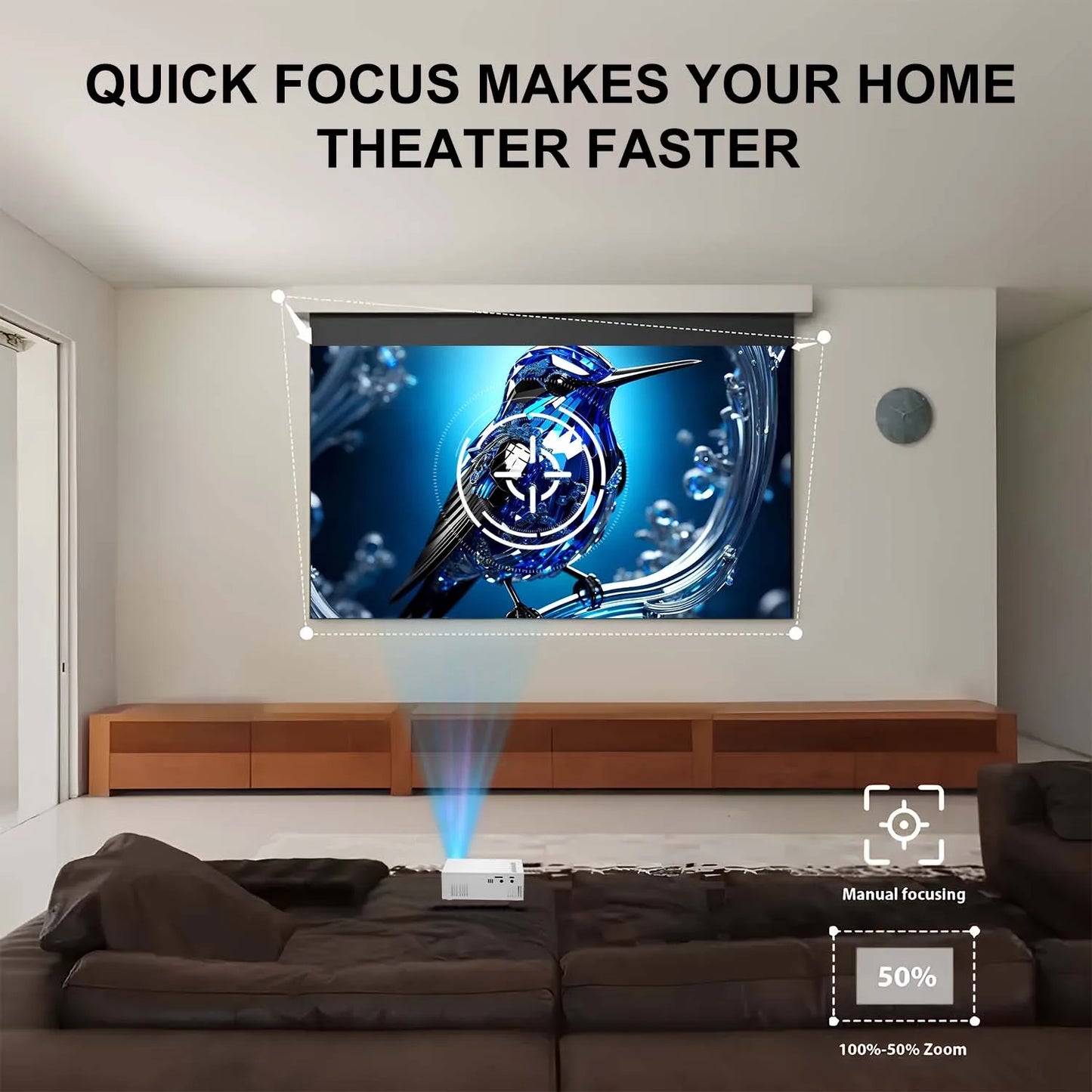 Projector Portable HD Projector, USB & HDMI Input, Compact Mini Home Theater Movie Video for Indoor Outdoor