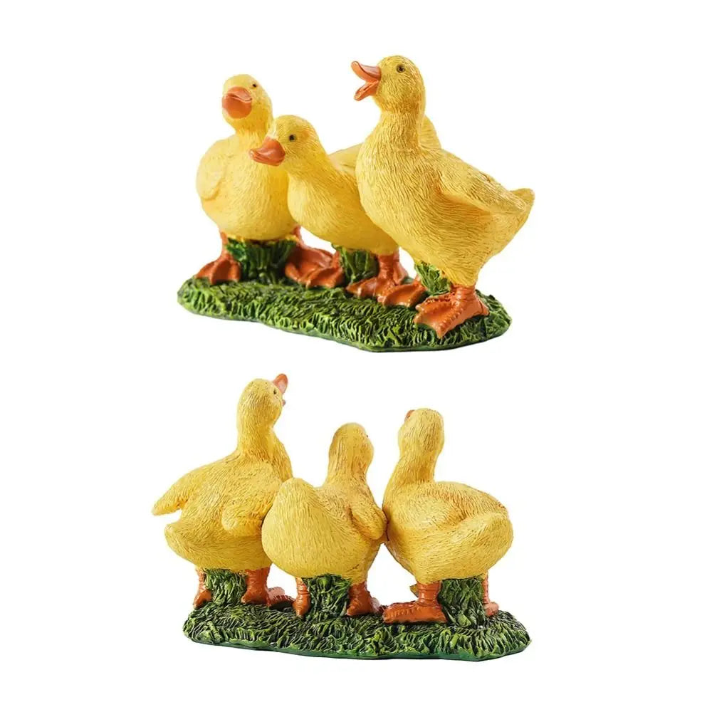 Garden Decor Resin Three Ducks Statue Cartoon Decorative Ducks Sculpture Cute Desktop Ornament Living Room