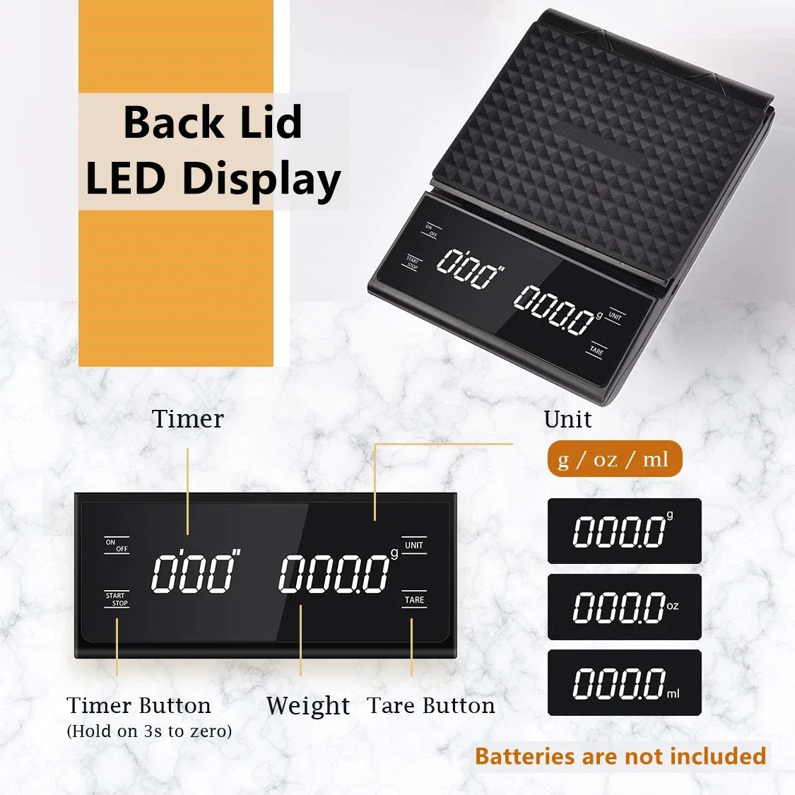 Electronic scales household small weighing 3kg/0.1g multifunctional kitchen scales coffee scales portable high-precision scales