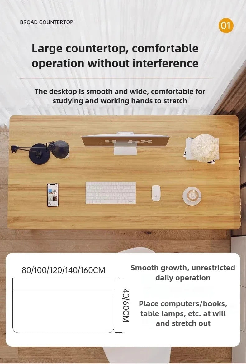 Solid Wood Computer Desktop Desk for Home Use, Simple Writing Desk for Students, Workbench, Long Strip,rental House, Small Table