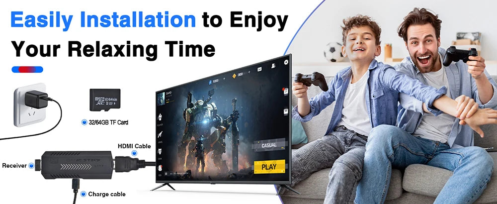 4K HD Retro Gaming Console 20000 Games 64GB 2.4G Wireless For GBA/FC/PS1/MD Portable TV Game Stick For Xmas Gift