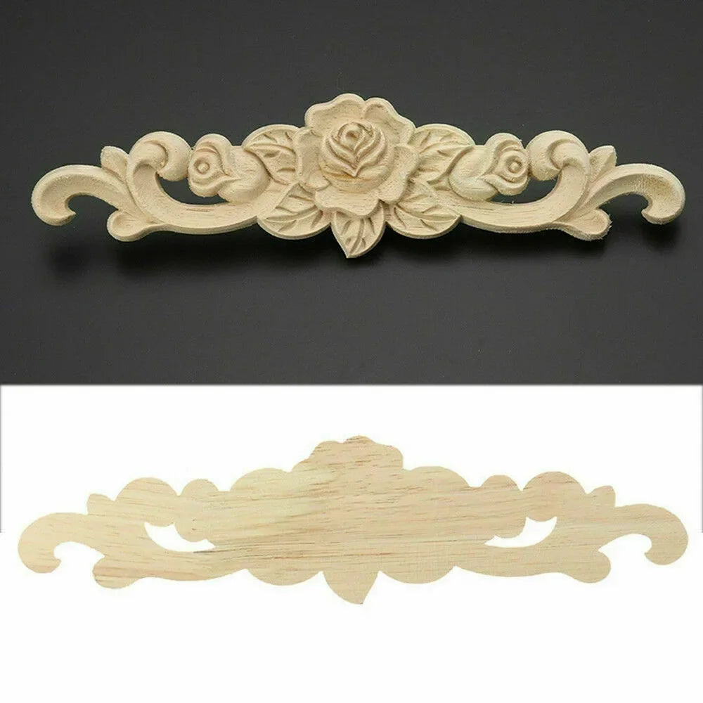 20X5cm Woodcarving Decal Exquisite Classical Wooden Decoration Inlaid With Flower Lines Edges Wooden Furniture Decor Accessories