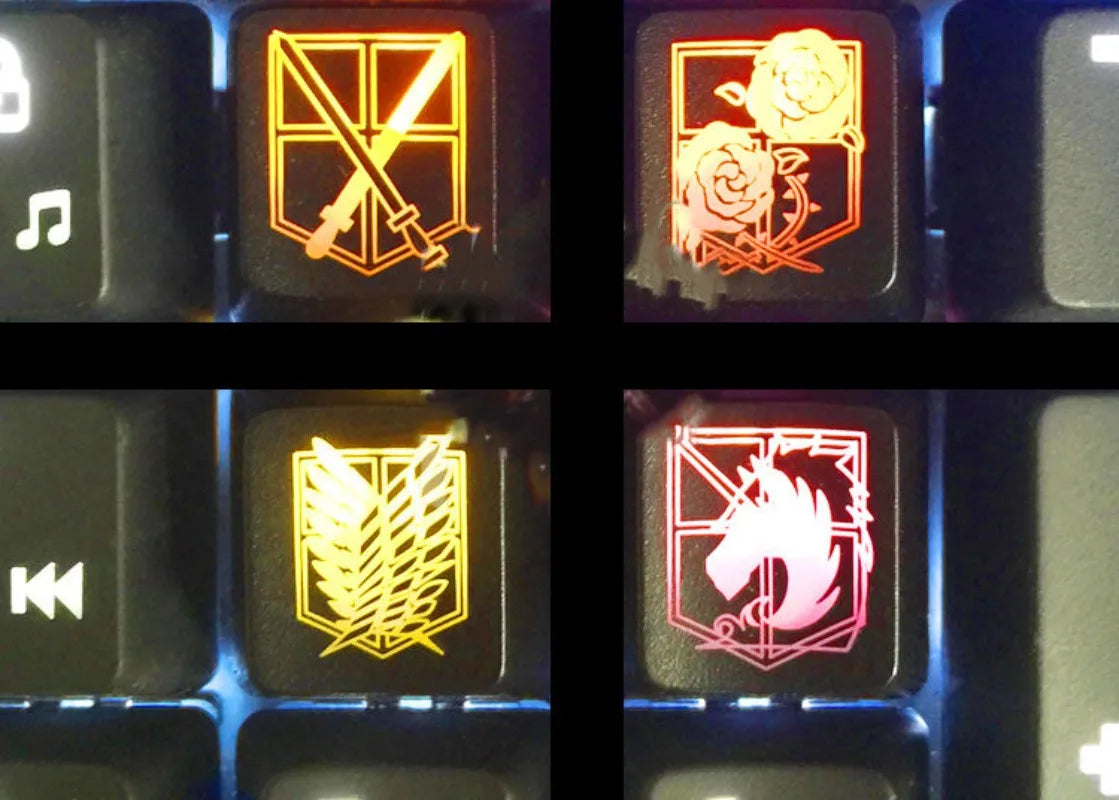 Cartoon anime peripheral Attack On Titan black translucent light keycap mechanical keyboard replacement key ABS material