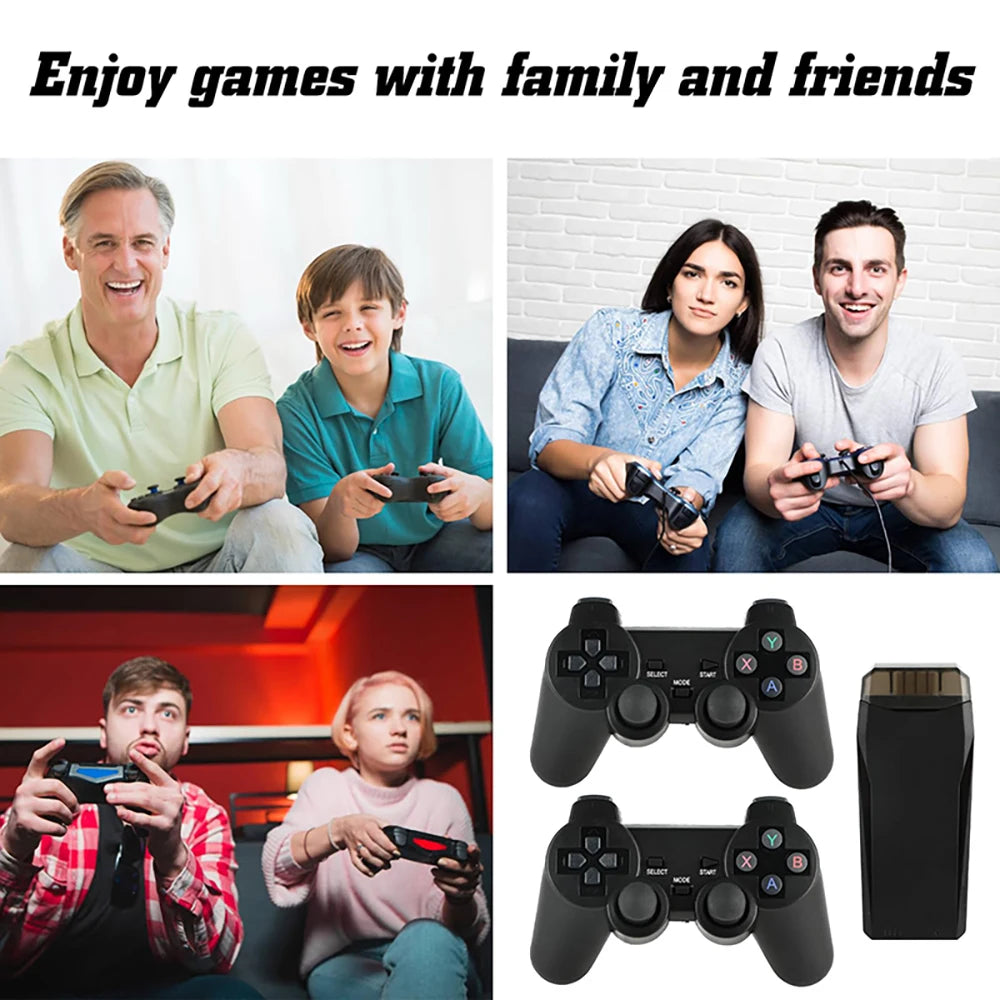 4K HD Retro Gaming Console 20000 Games 64GB 2.4G Wireless For GBA/FC/PS1/MD Portable TV Game Stick For Xmas Gift