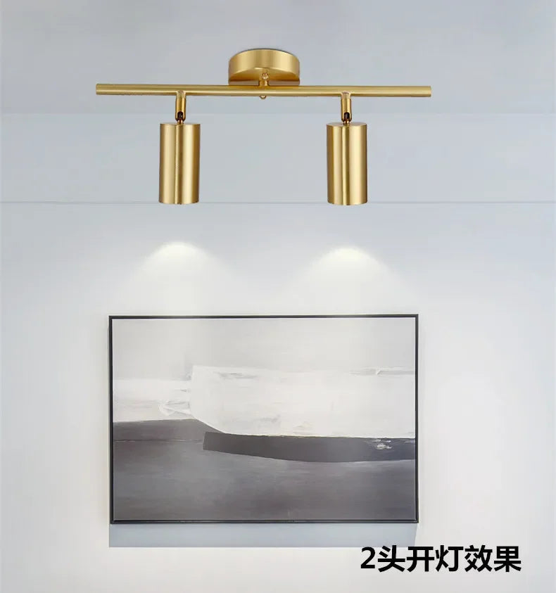 Lighting for Living Room Modern Simple Led Spotlight Gold Track Spotlight Brass Cloakroom  Room Background Wall Ceiling Light