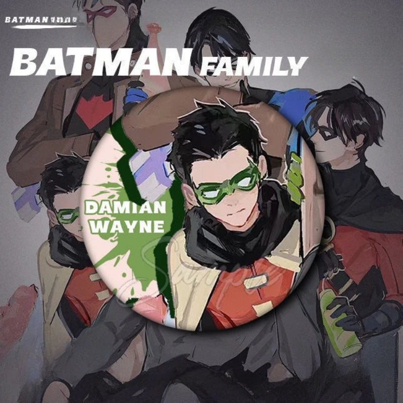 DC Batman Bruce Wayne Damian Wayne Jason Todd Anime Peripherals Badges Personality Cool Student Gifts Tinplate Brooch Pendants