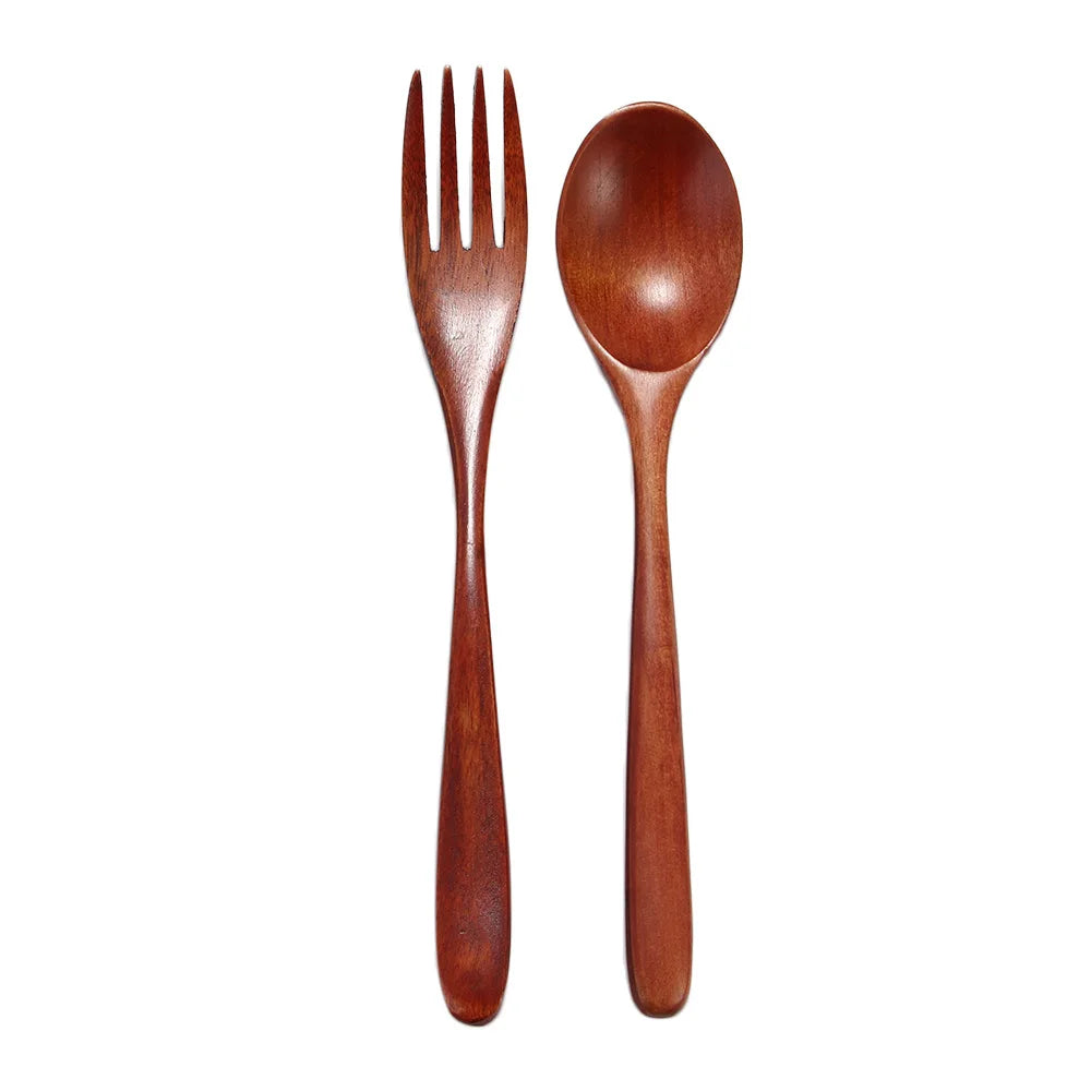 Dinner Kit Wooden Kitchen Supplies Soups Cereal Rice Dinnerware Sets Tableware Spoon Fork