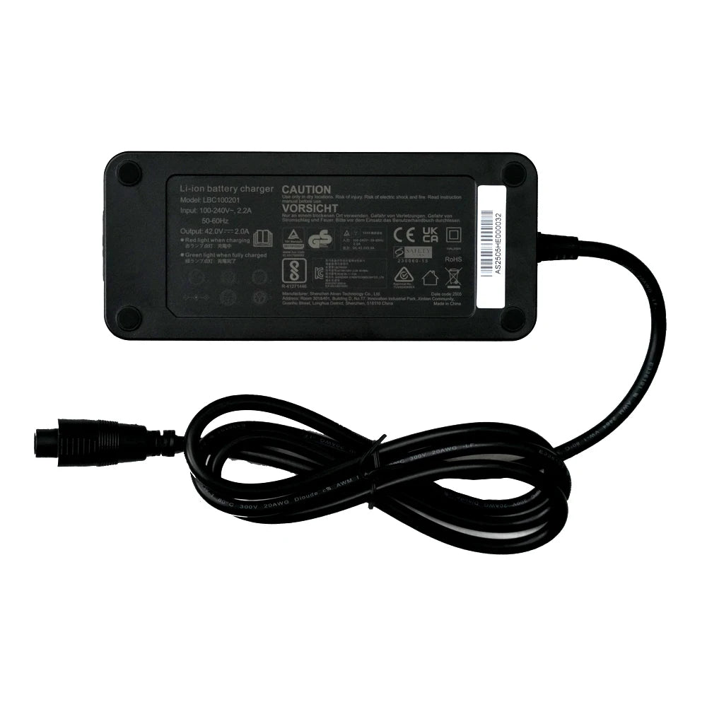 Charger 42 V 2A 85W 5-pin round for 36V batteries from Fischer, Phylion, Devron, Lifebike, Batavus, Sparta and more!