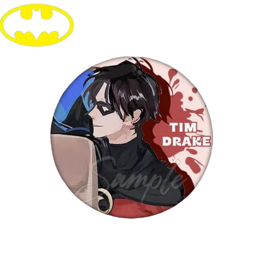 DC Batman Bruce Wayne Damian Wayne Jason Todd Anime Peripherals Badges Personality Cool Student Gifts Tinplate Brooch Pendants