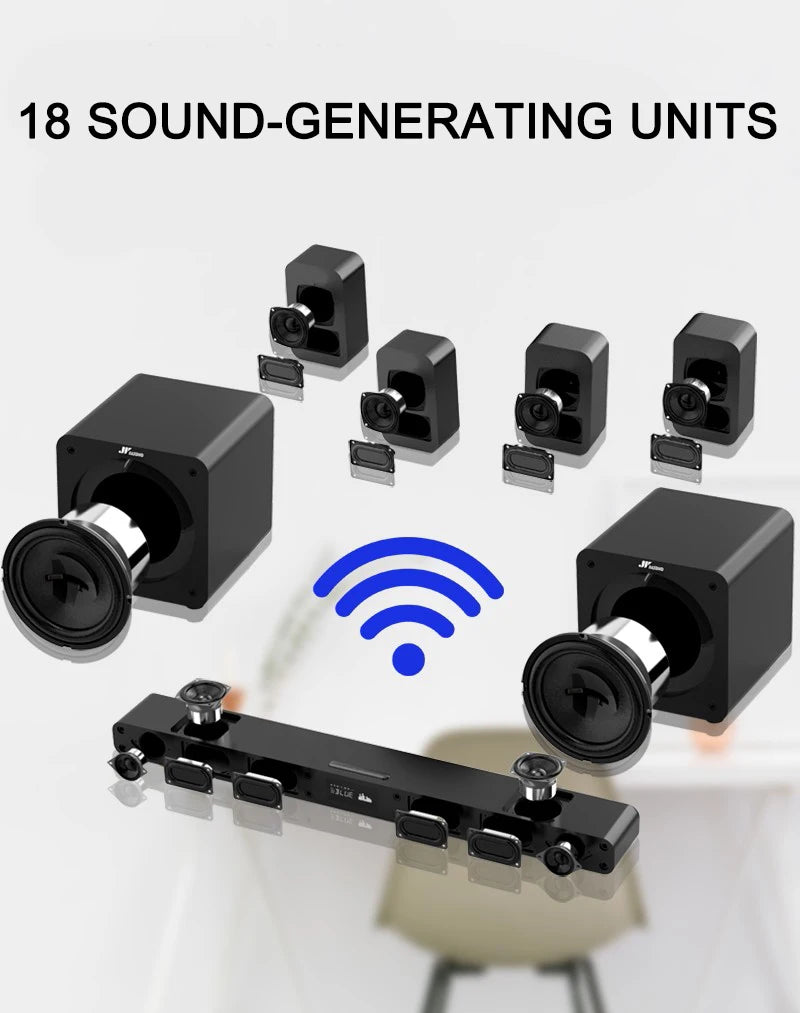 Home Theater System 7.2 Surround Sound Wireless Soundbar with Wireless Subwoofer and Remote Control
