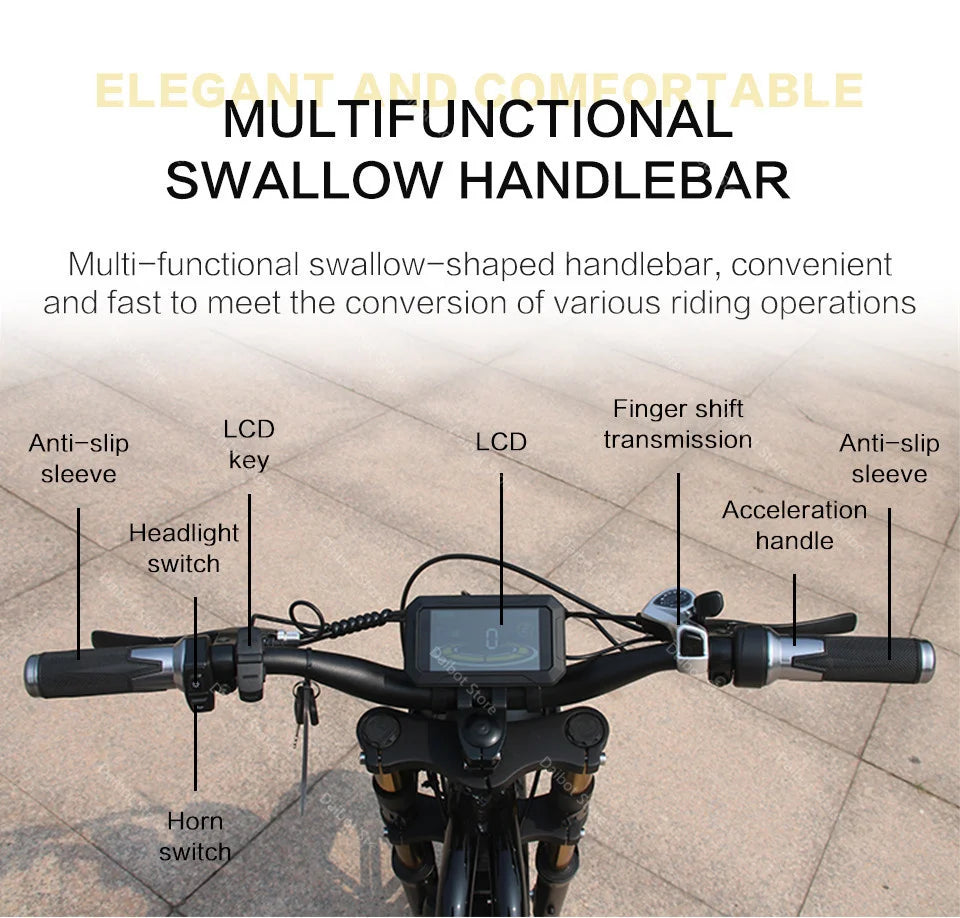 20 Inch Mountain electric bicycle For Mens Fat Tire Aluminium Alloy eBike 750W 48V Beach Snow eBikes For Adults Max Speed 45