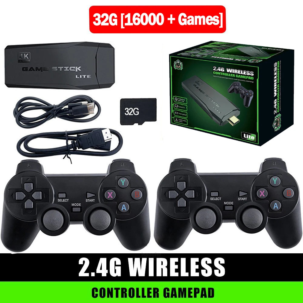 4K HD Retro Gaming Console 20000 Games 64GB 2.4G Wireless For GBA/FC/PS1/MD Portable TV Game Stick For Xmas Gift