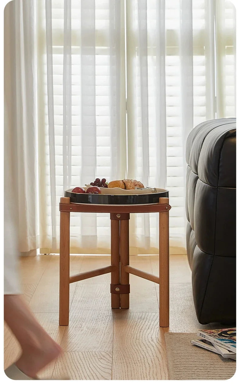 For Coffee Table, Living Room Sofa Side Table, Ceramic Tray, Solid Wood Tea Table, Creative Storage Desk, Nordic Furniture