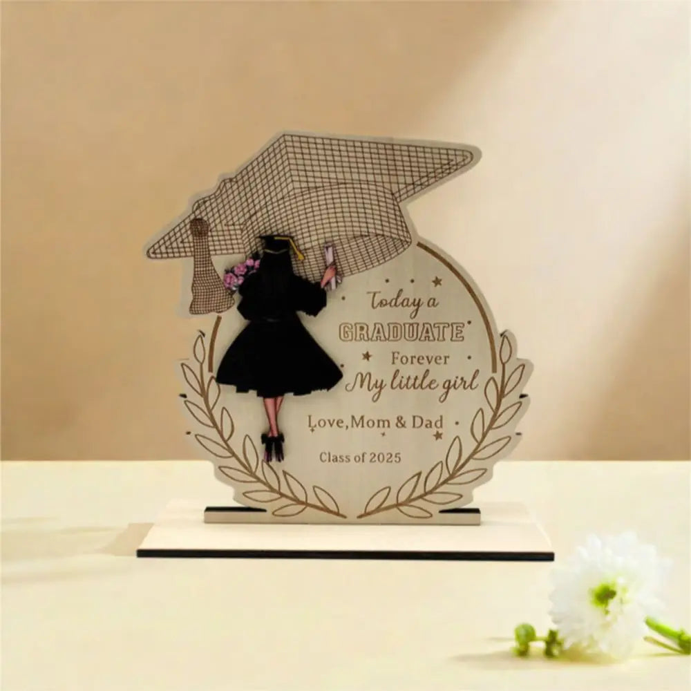Desktop Decor Wooden Graduation Ornament Rustic Durable Home Decoration Ornament Handmade Creative Graduation Gift Festival