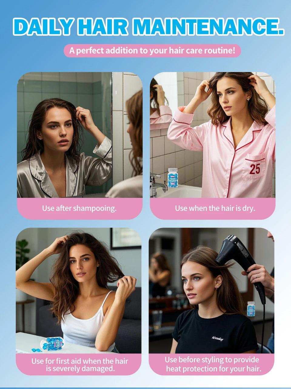 Hair Care Capsules Repairing Keratin Complex Serum Oil Frizzy Hair Moisturizing Hair Oil Smoothing Nourishing Hair Care Essence