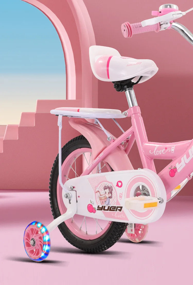 Children's Bicycle With Auxiliary Wheels With Basket High Carbon Steel Frame 12/14/16/18/20 Inch Bike For 2 To 10 Years Old Kids