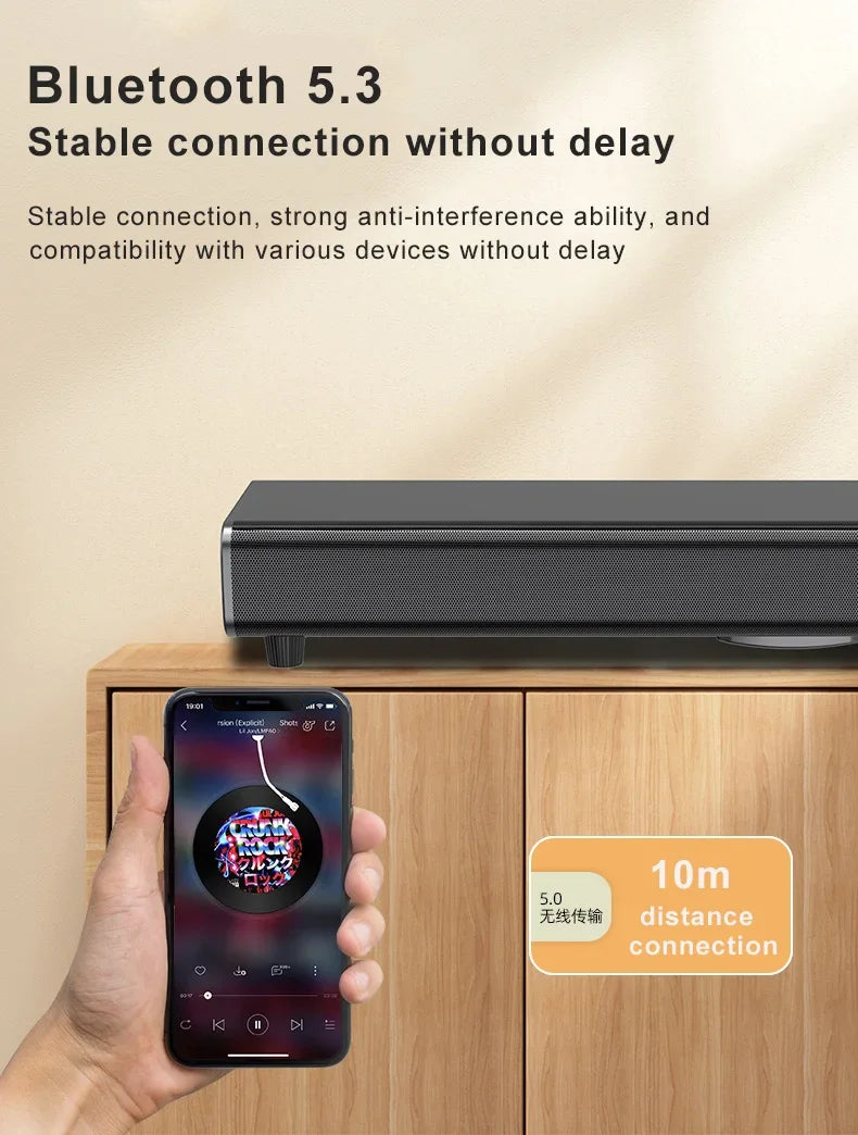 Home Theater Echo Wall TV Speaker 99cm Long With Dual Bass Speaker Cinema Bluetooth Speaker Multifunctional 9D Surround Speaker