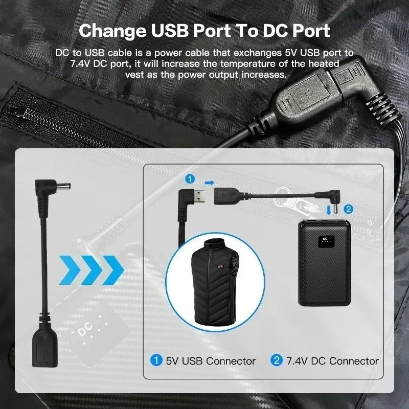 PowerBank 7.4V DC 30000/40000mAh Battery Bank Portable Mobile Power Supply for Heating Jacket Gloves Electric Heating Equipment